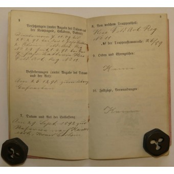 Gefreiter Simans nacidos 1862 paybook- Militärpaß. Espenlaub militaria